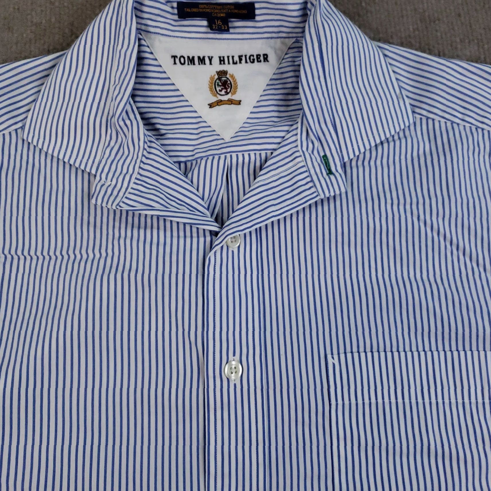 Tommy Hilfiger Tommy Hilfiger Shirt Mens 16 Blue White Striped Button Up French Cuff Dress Y2K Size 42R - 7 Thumbnail