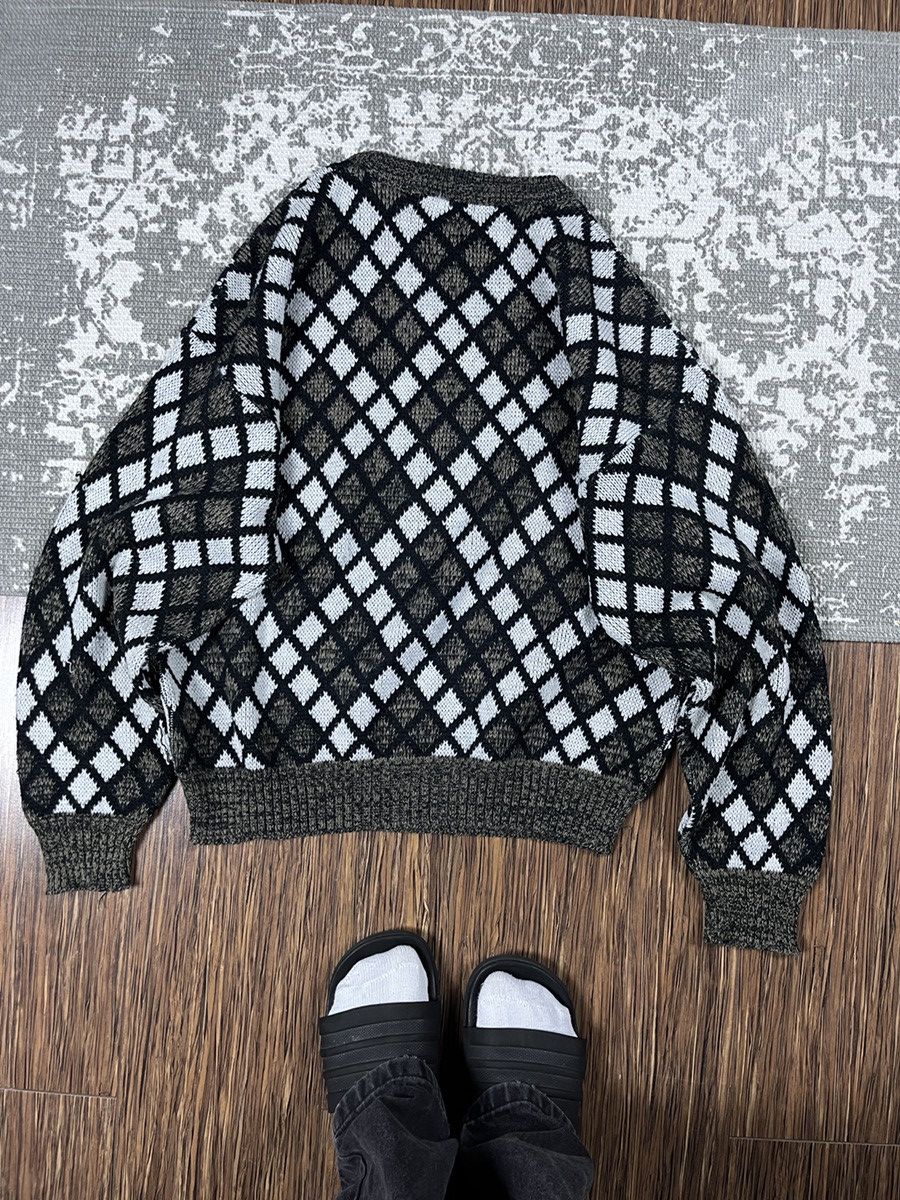 Japanese Brand × Vintage ➕ 90s Vintage Brown squares diamond knit boxy sweater ski Size US L / EU 52-54 / 3 - 3 Thumbnail