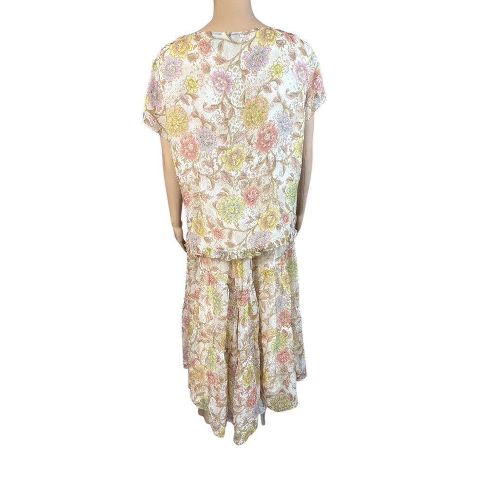 Other Vintage AKS By Amy K Su Silk Floral Top Skirt Set Size 14 Size XL / US 12-14 / IT 48-50 - 5 Thumbnail
