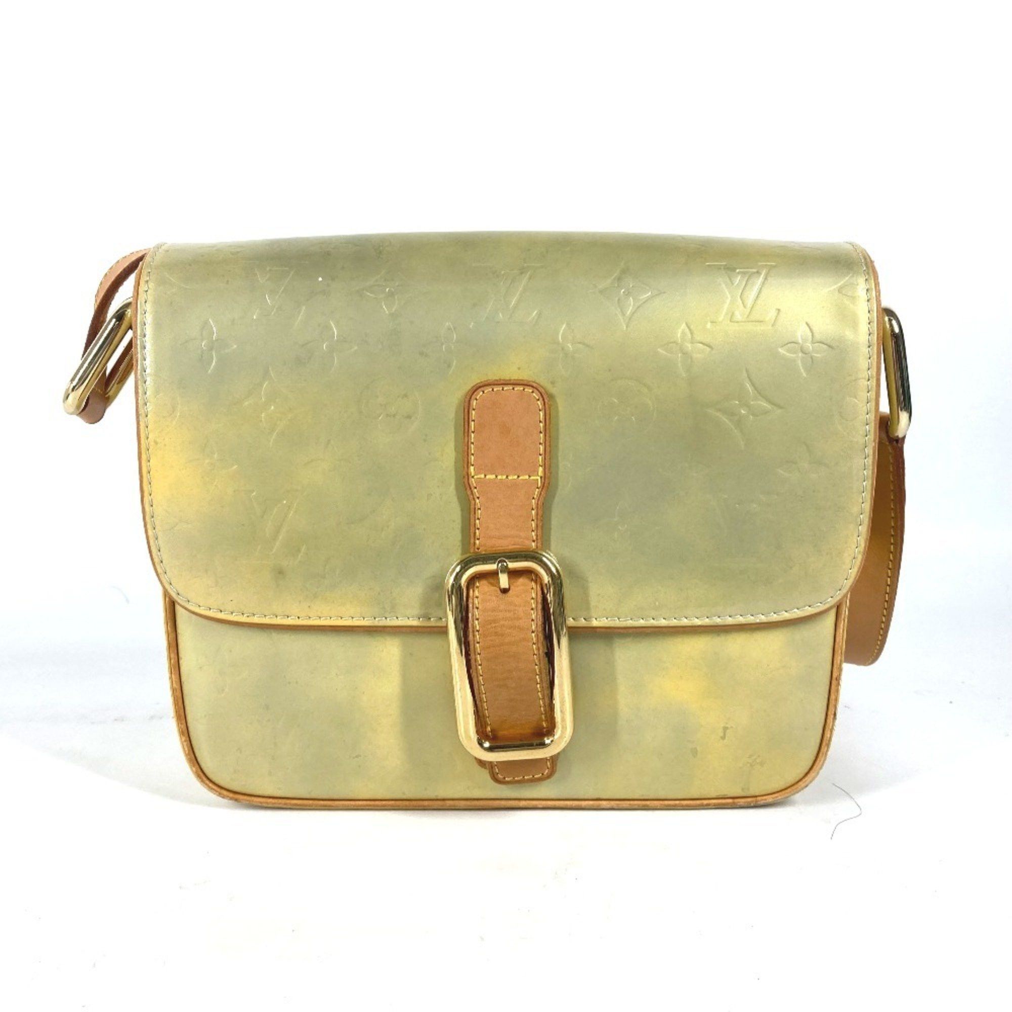 Louis Vuitton M91148 Monogram Vernis Christy Gm Crossbody Bag Flap Shoulder Women's Green Grey