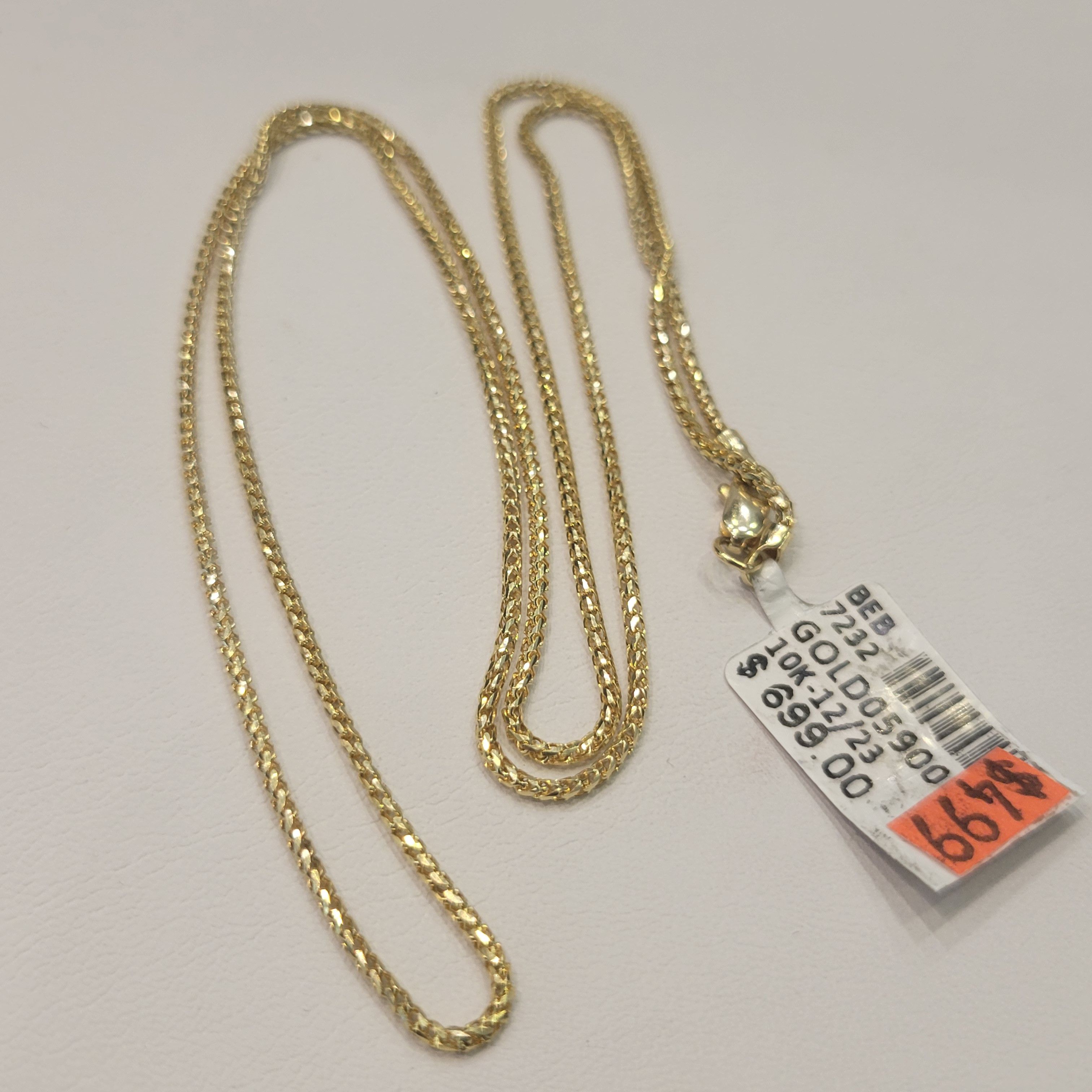 image of 10K Solid Gold x Gold Chain 10K Gold - 22" Franco Diamond Cut 1.3Mm Chain, Men's