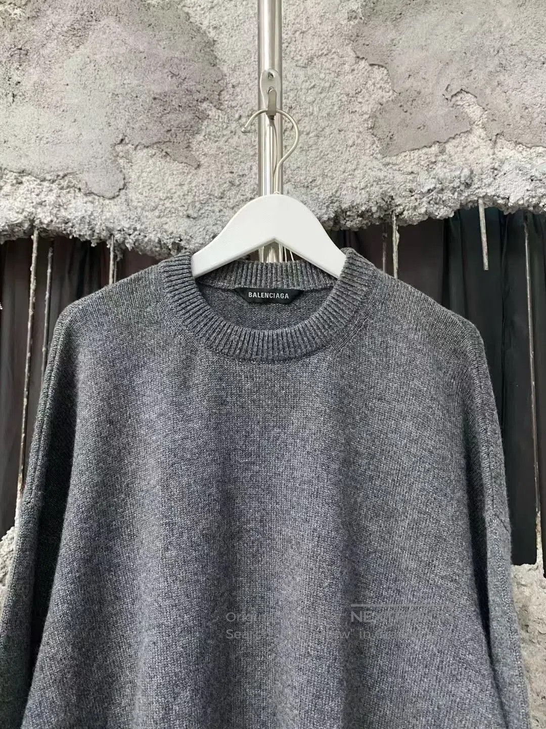 Balenciaga gray embroidered logo sweater by Balenciaga. Size US XS / EU 42 / 0 - 4 Thumbnail