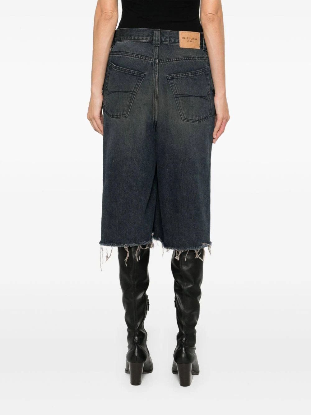 Balenciaga o1la1rc1a1024 Denim Skirt Shorts in Brown/Marine Blue Size 28" / US 6 / IT 42 - 3 Thumbnail