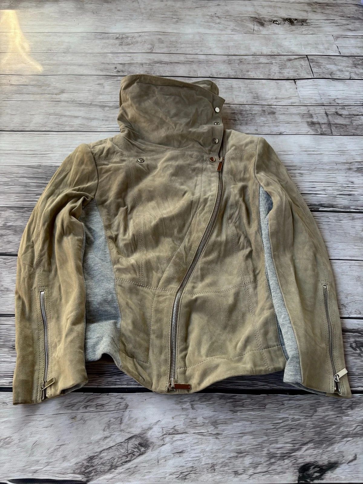 Yohji Yamamoto 00s Archive Assymetrical Rick Owens Vibe! Suede Jacket Size S / US 4 / IT 40 - 1 Thumbnail