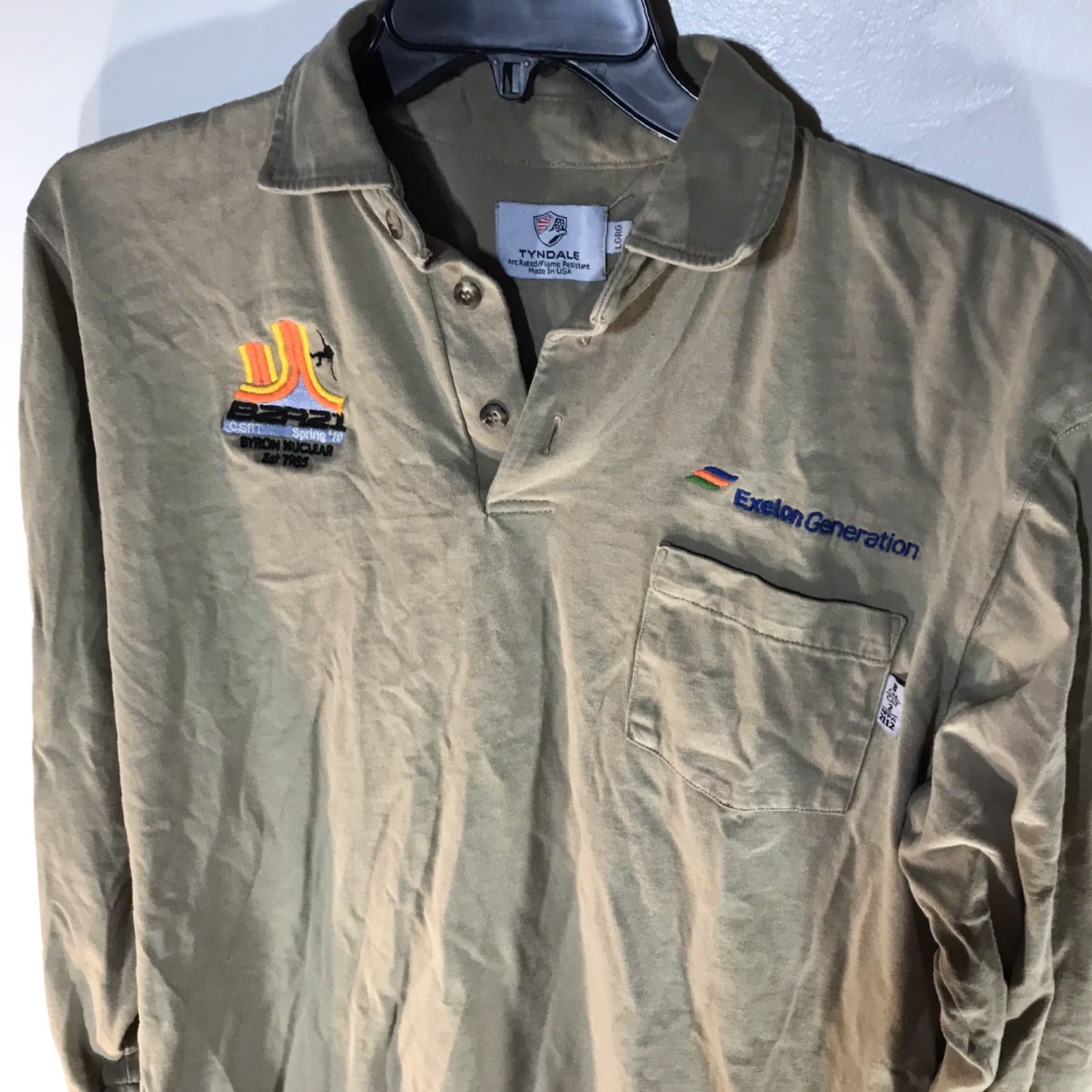 Vintage VINTAGE Tyndale USA Flame Resistant Polo Shirt Men Large Beige Casual Workwear 100% Cotton Size US L / EU 52-54 / 3 - 2 Thumbnail