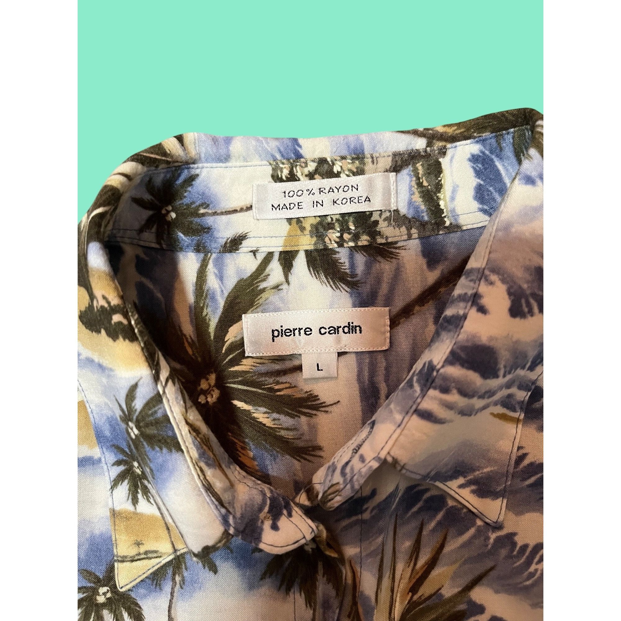 Pierre Cardin Pierre Cardin Rayon Hawaiian Button-Up Shirt L Tropical Palm Size US L / EU 52-54 / 3 - 3 Thumbnail