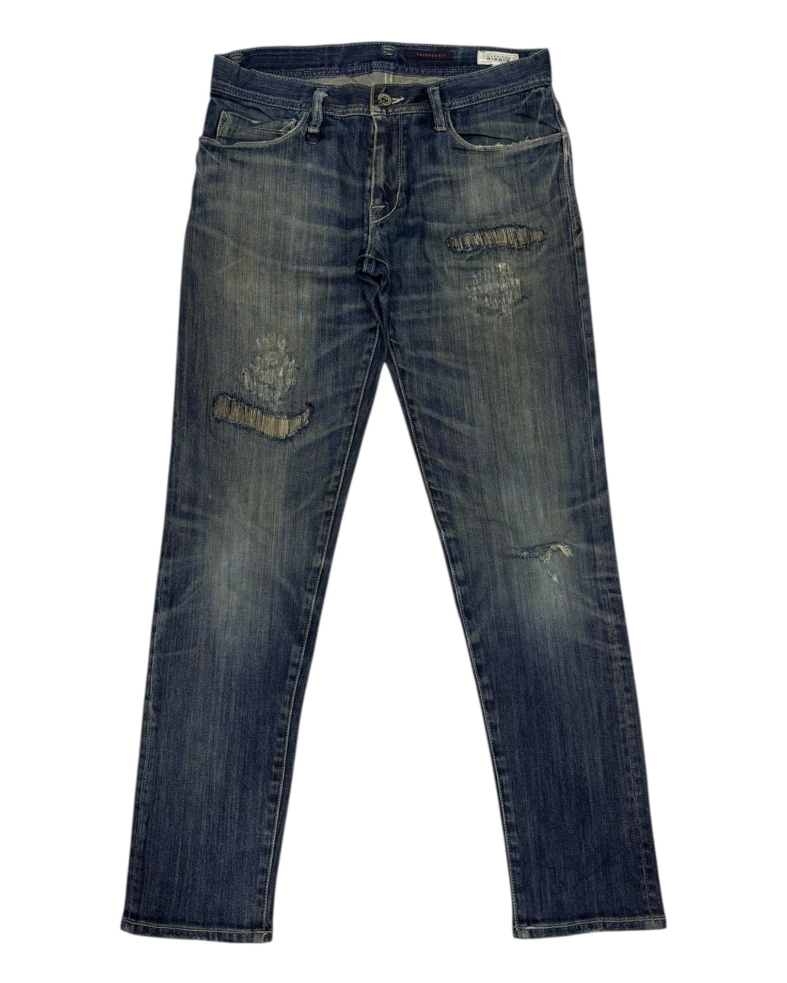 Le Grande Bleu (L.G.B.) × Nicole Club × Tornado Mart Nicole Monsieur Tapered Fit Distressed Denim Jeans Size US 31 - 7 Thumbnail