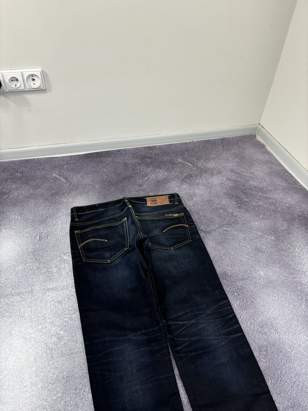 G-Star Vintage G-Star Raw Avant Garde Faded Navy Denim Biker Jeans Size US 33 - 4 Thumbnail