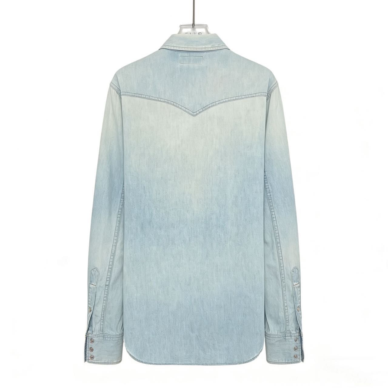 Yves Saint Laurent Yves Saint Laurent Light Blue Rivet Long Sleeve Shirt K26WX Size US S / EU 44-46 / 1 - 2 Thumbnail