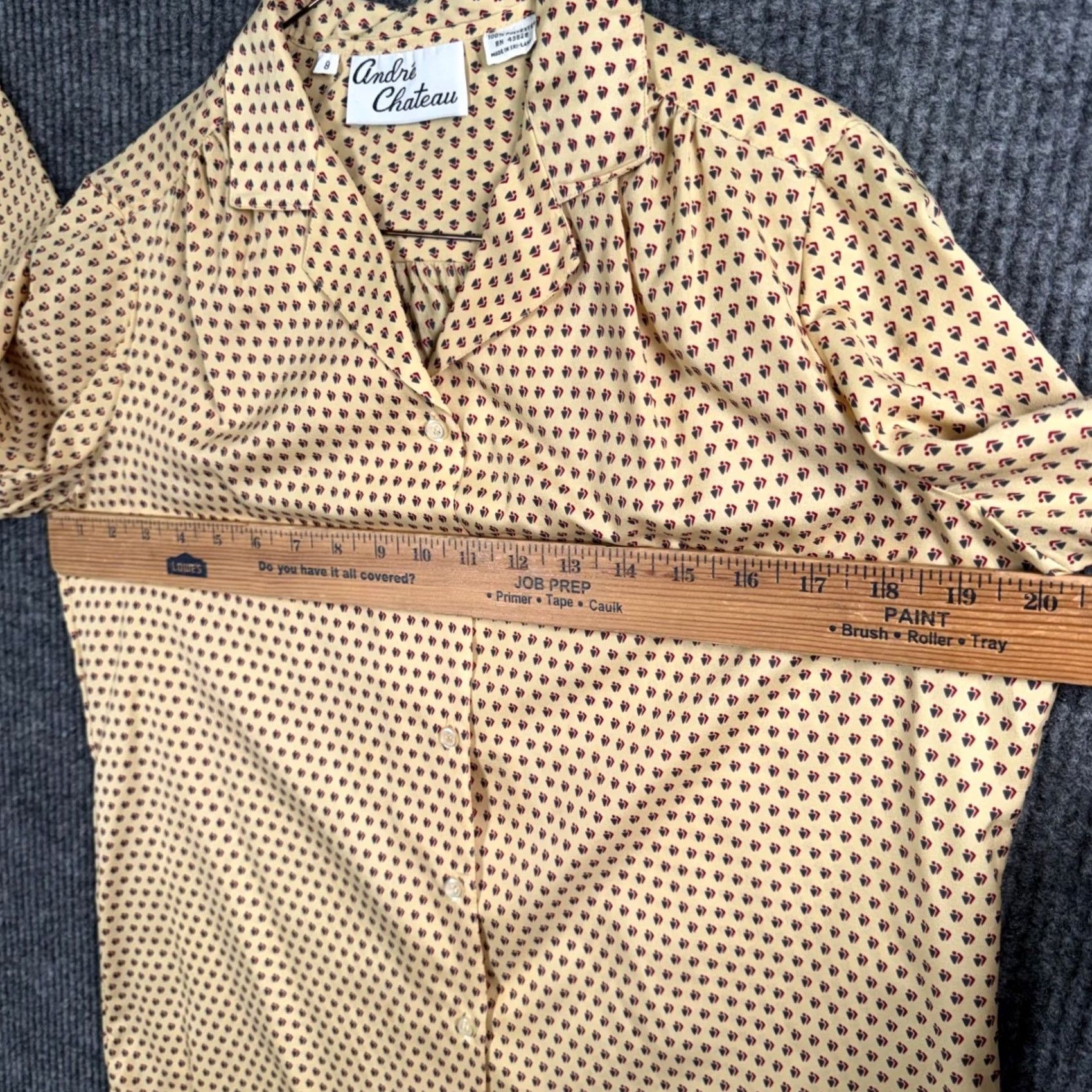 Vintage VINTAGE Andre Chateau Geometric Button Up Blouse Long Sleeve Womens Size 8 Tan Size M / US 6-8 / IT 42-44 - 5 Thumbnail