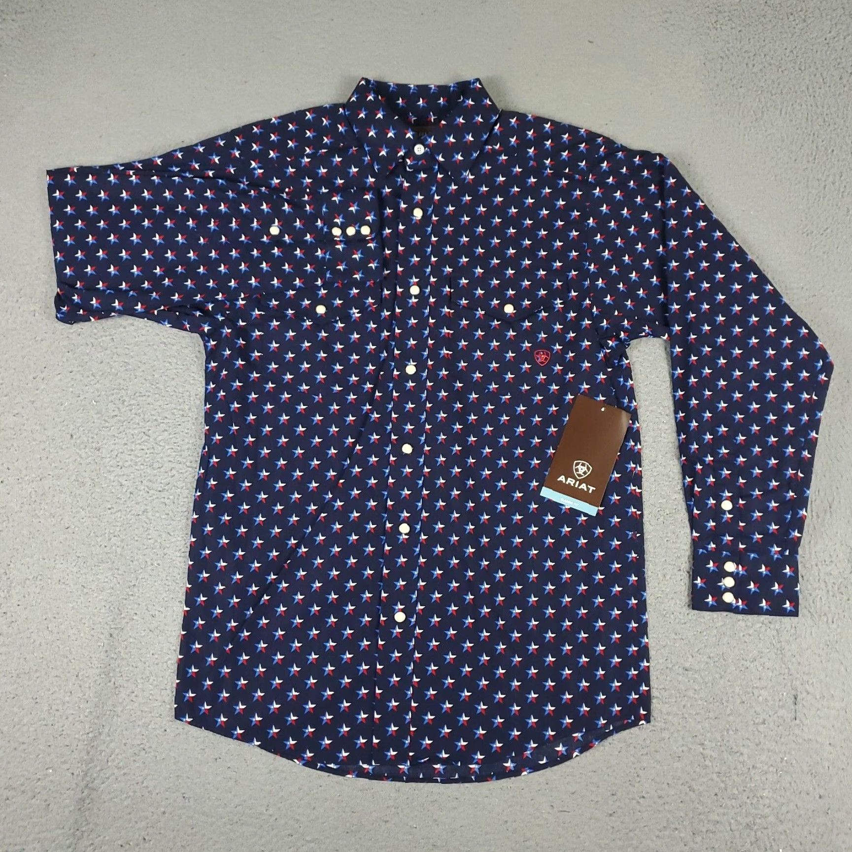 Ariat Ariat Blue Western Shirt Mens XS Long Sleeve Pearl Snap Button Geometric Print Size US XS / EU 42 / 0 - 2 Thumbnail
