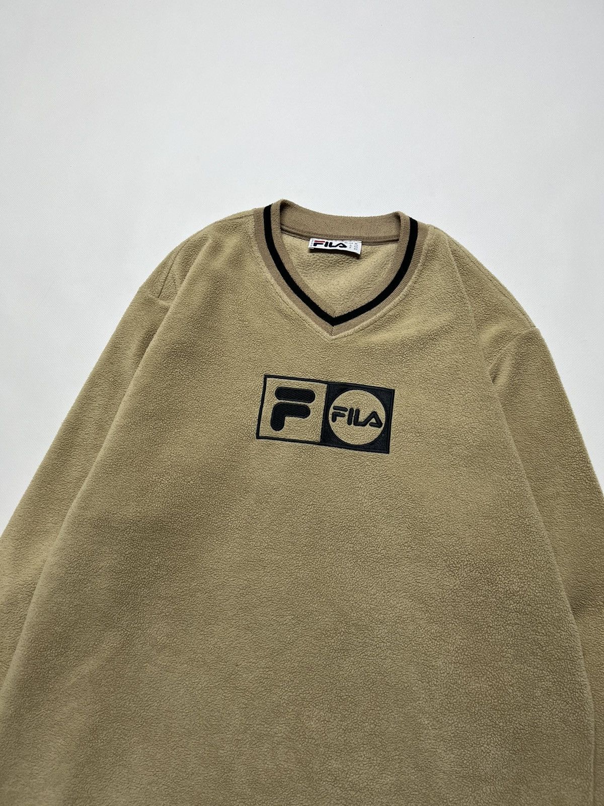 Fila × Vintage Vintage Y2k Fila Light Brown Spell Out Fleece Sweatshirt 90s Size US M / EU 48-50 / 2 - 3 Thumbnail