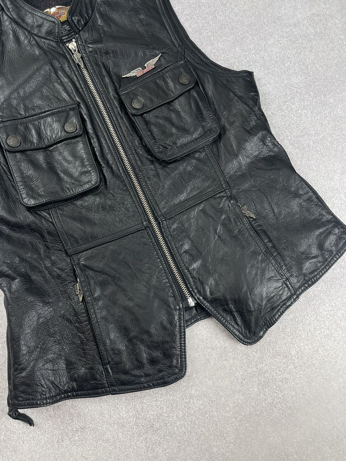 Harley Davidson × Vintage Vintage Harley Davidson Black Leather Vest Women’s Size L Size L / US 10 / IT 46 - 3 Thumbnail