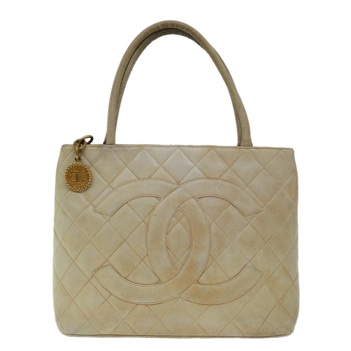 Chanel CHANEL Tote Bag Lamb Skin Beige CC Size ONE SIZE - 2 Thumbnail