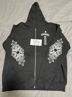 Fleece Black Zip Up Chrome Hearts New York Hoodie - Jackets Expert