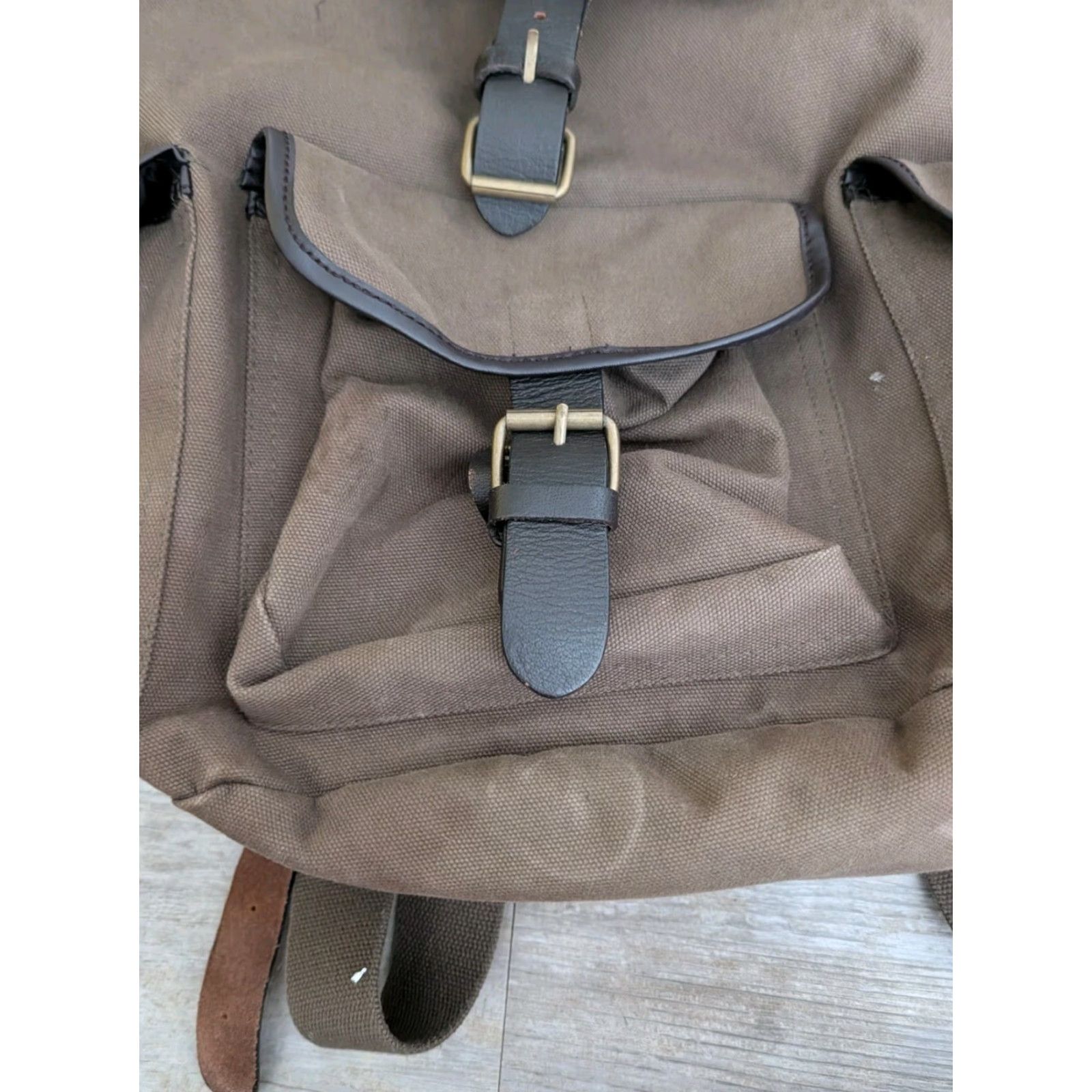 Gap VINTAGE Gap Backpack Canvas Military Multi Pocket Leather Trim Bag Size ONE SIZE - 2 Thumbnail