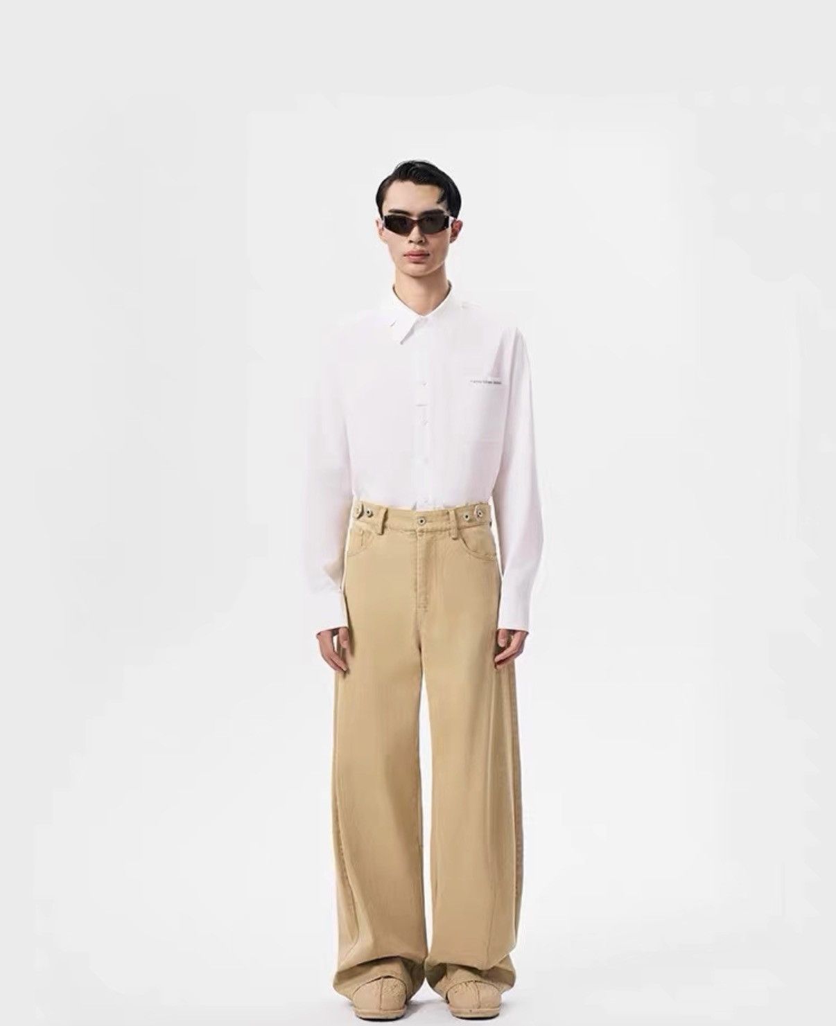 Feng Chen Wang Feng Chen Wang 25SS Khaki Washed Denim Jeans Size US 34 / EU 50 - 1 Thumbnail