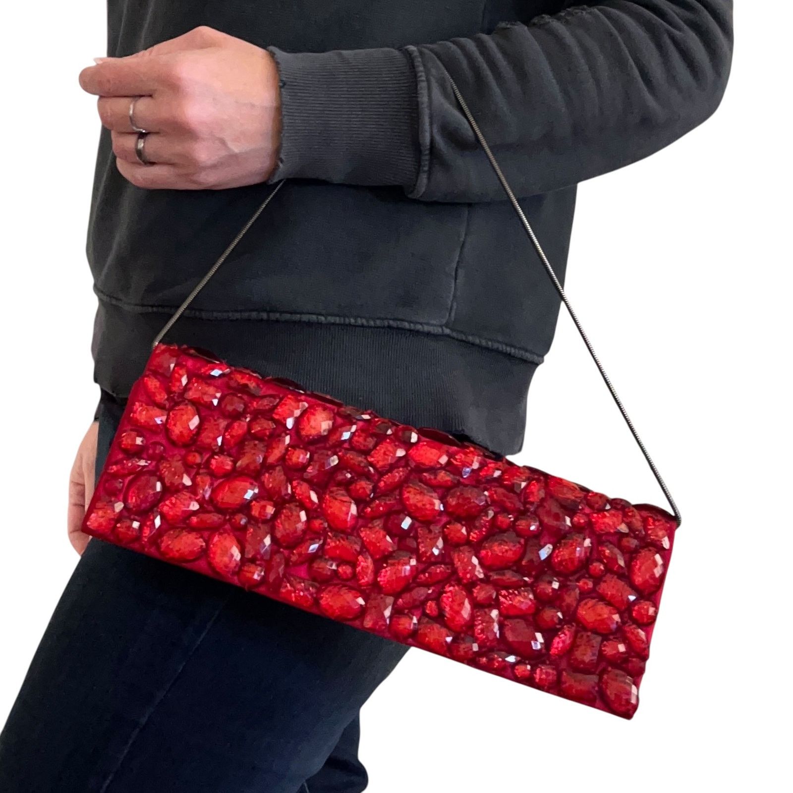 Banana Republic × Other L'Wren Scott Banana Republic Red Crackle Gemmed Clutch Bag Size ONE SIZE - 9 Thumbnail