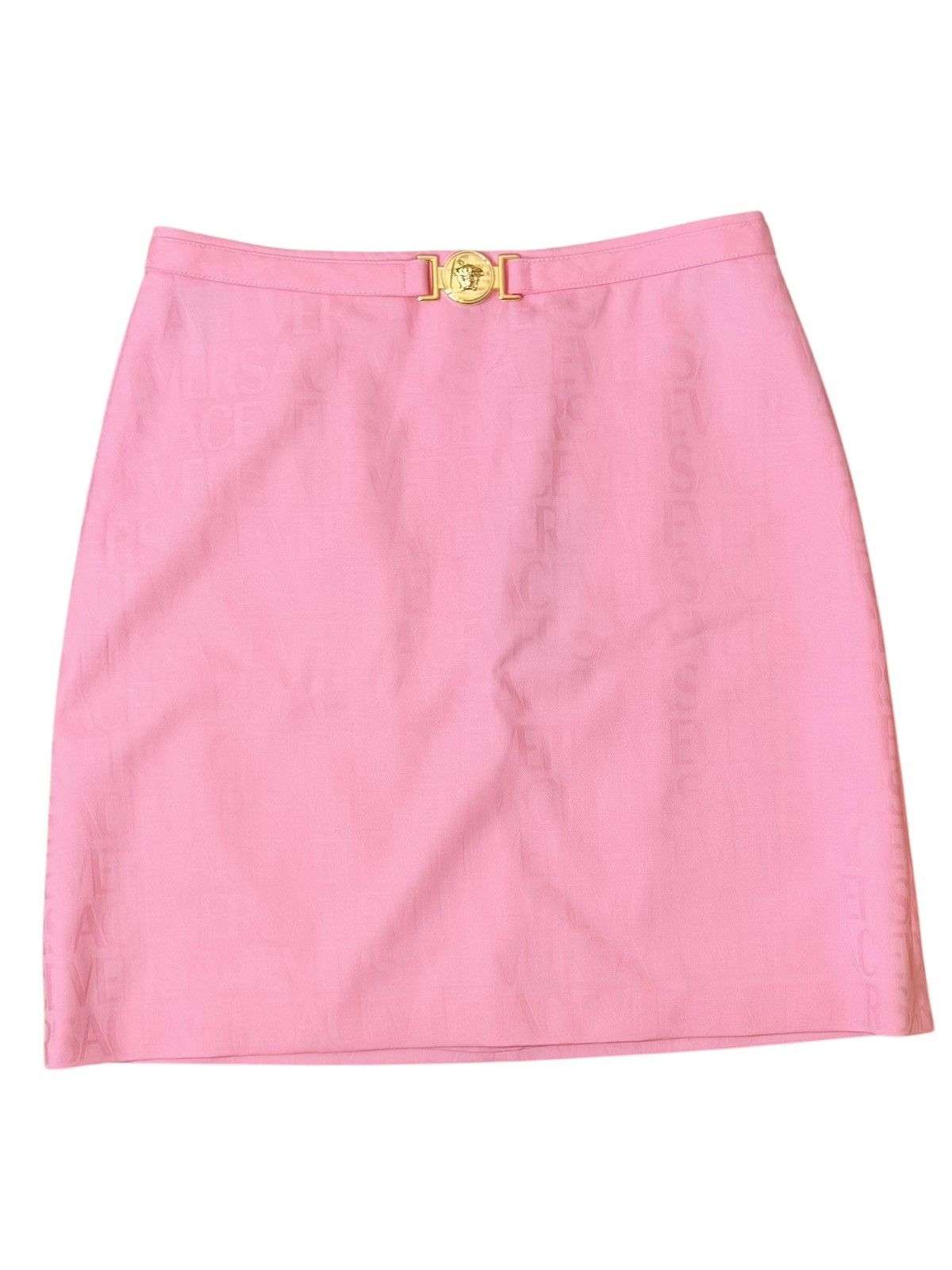 Versace Versace Pink Wool Skirt with Medusa Belt - Size 44 Size 30" / US 8 / IT 44 - 1 Thumbnail