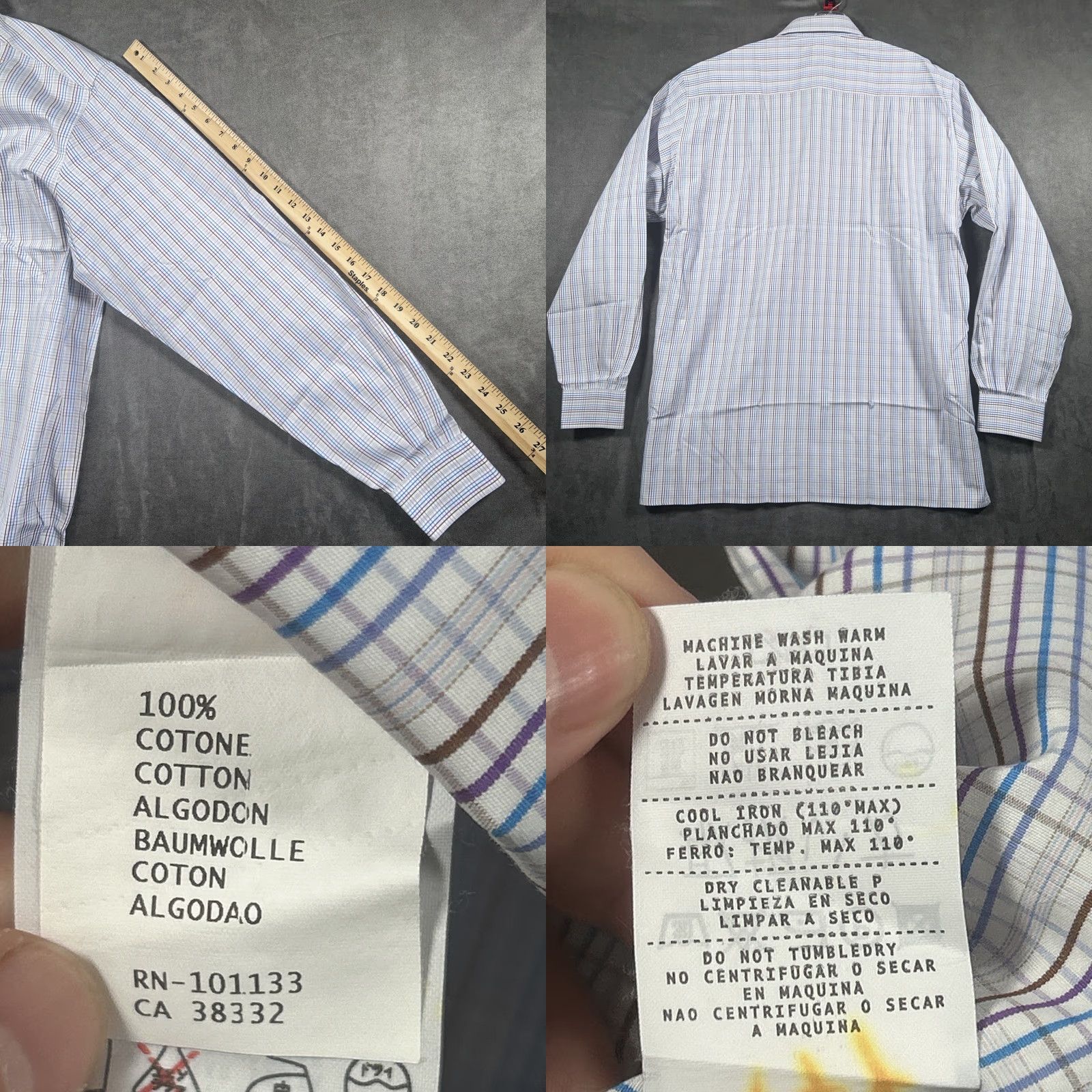 Ermenegildo Zegna Ermenegildo Zegna Shirt XL Button-Up Long Sleeve Collared Multicolor Check Casual Men Size US XL / EU 56 / 4 - 8 Thumbnail