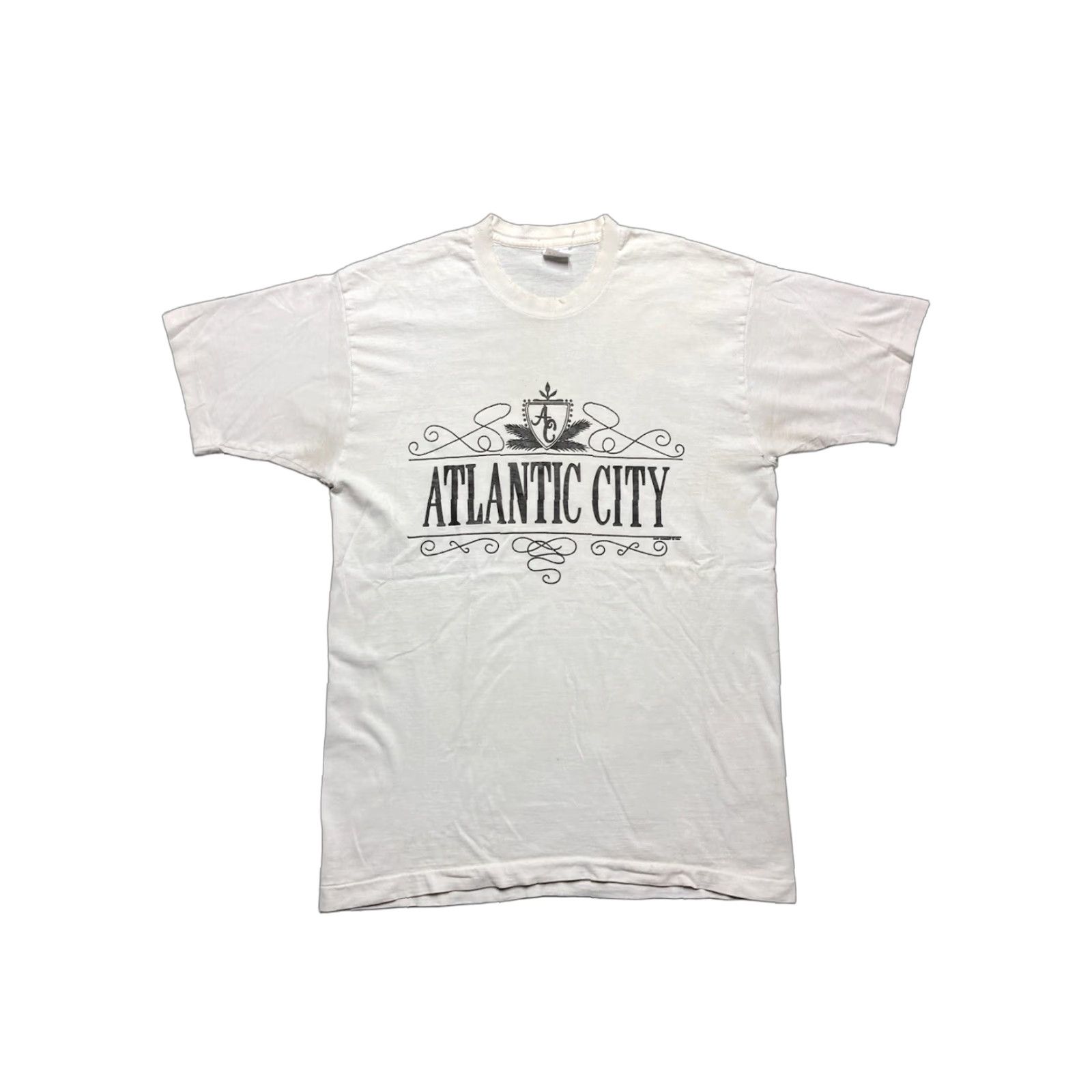 Fruit Of The Loom VINTAGE 90s graphic T-Shirt Atlantic City New Jersey NJ ocean beach cotton Large Mens T-Shirt White 90s Size US L / EU 52-54 / 3 - 1 Thumbnail