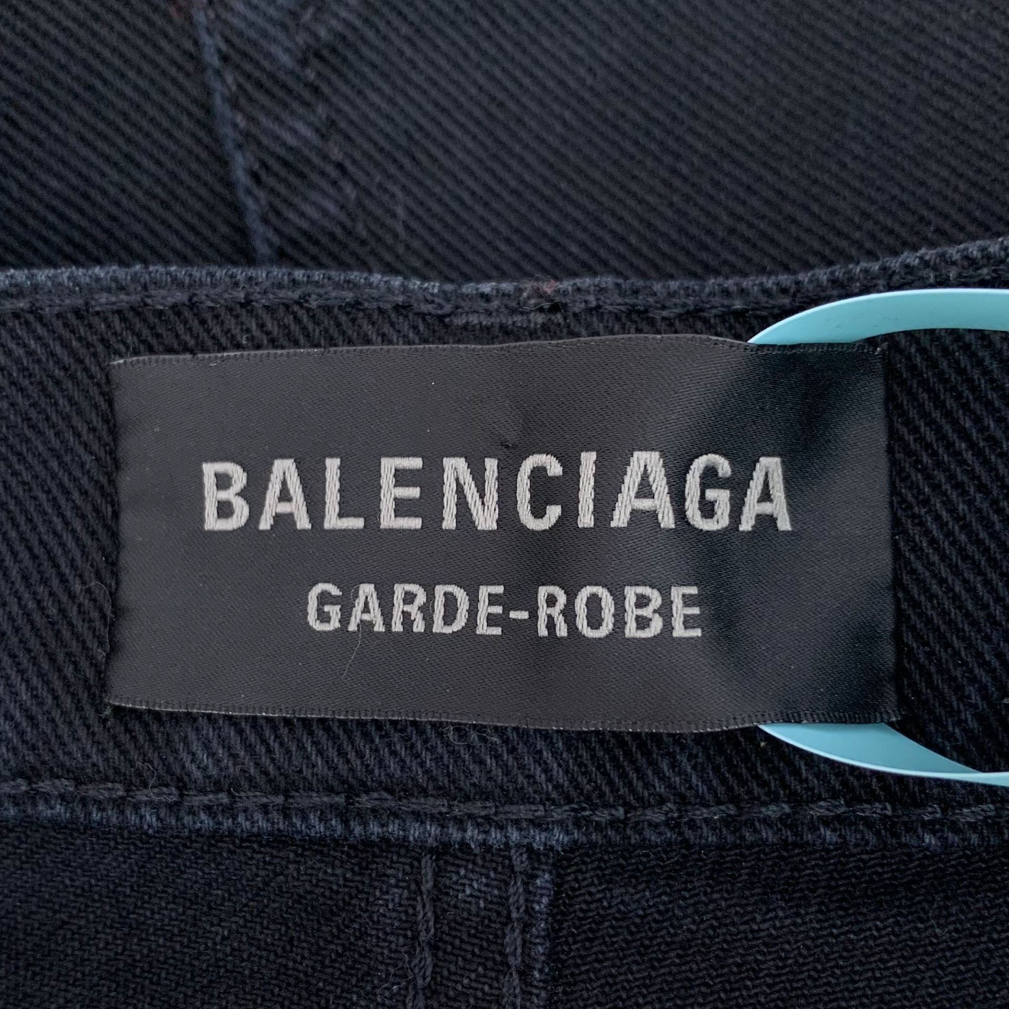 Balenciaga BALENCIAGA GARDE-ROBE Black Wide Leg Cotton Denim Trousers M Size US 31 - 2 Thumbnail