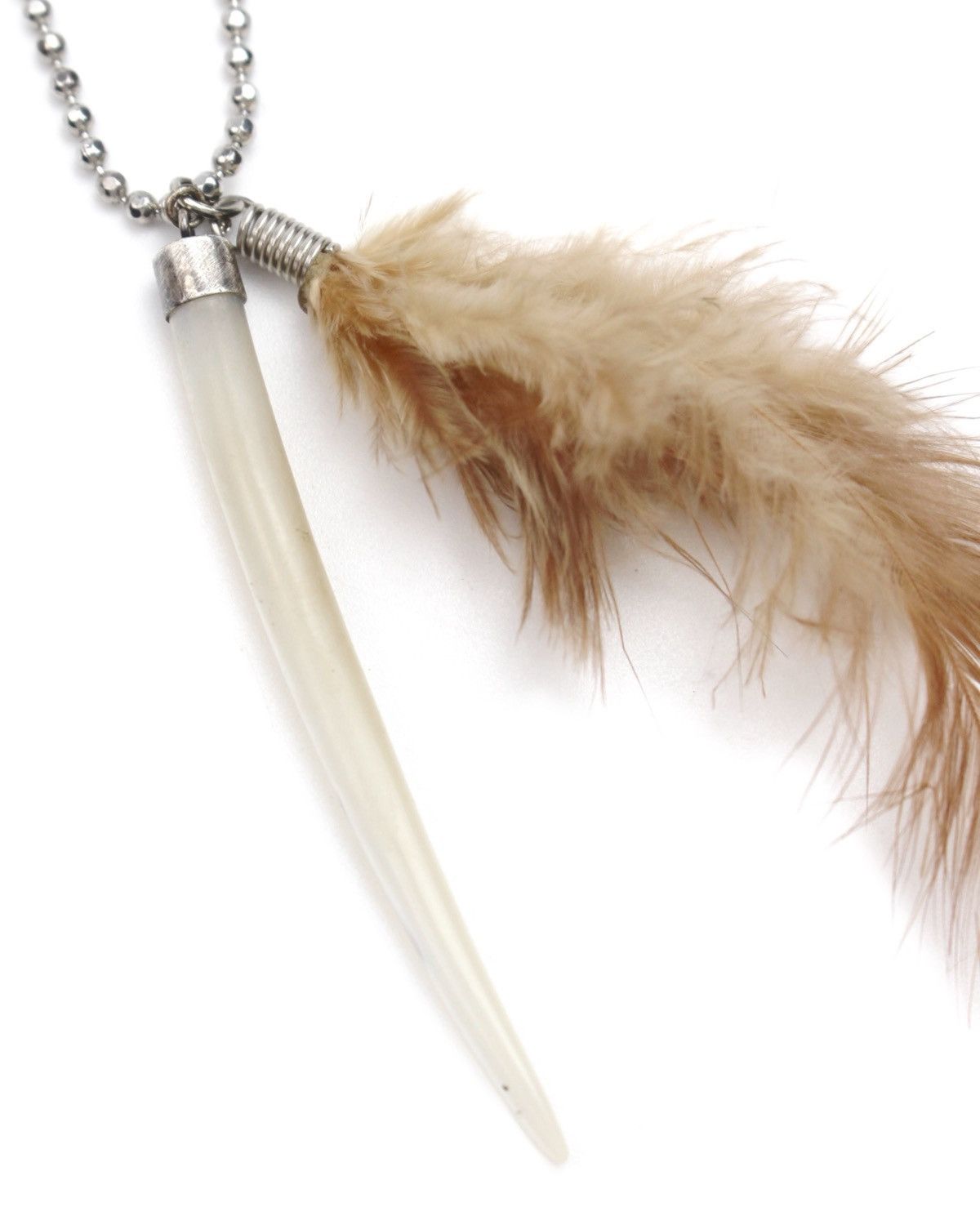 If Six Was Nine 2000S TUSK PENDANT FEATHER STERLING SILVER CAP NECKLACE Size ONE SIZE - 4 Thumbnail