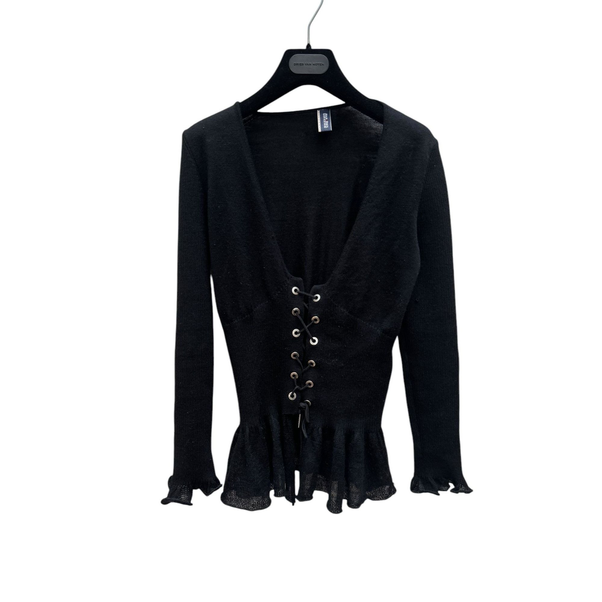 Jean Paul Gaultier Black Ribbed Wool Corset Sweater Size S / US 4 / IT 40 - 1 Thumbnail