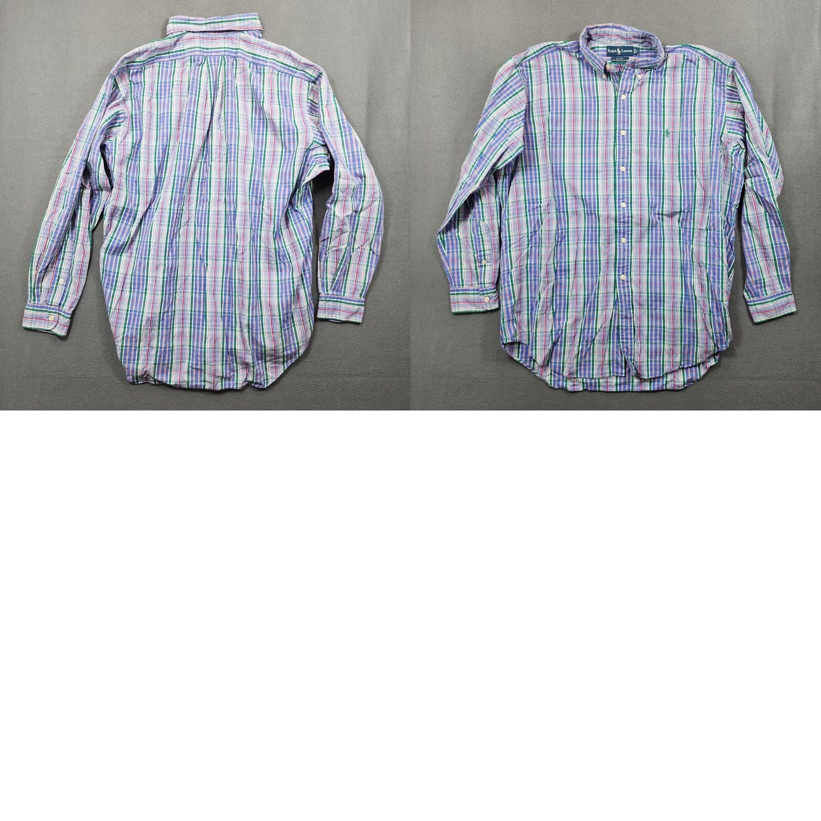 Ralph Lauren VINTAGE Ralph Lauren Mens Blake Long Sleeve Button Up Shirt L Blue Plaid Dress Shirt Mens Size US L / EU 52-54 / 3 - 9 Thumbnail