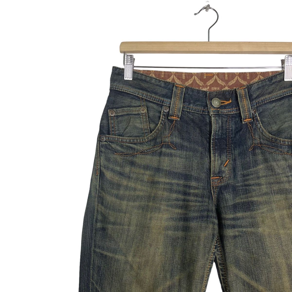 Edwin RUSTY🔥Edwin XV Bootcut Leather Pai Pocket Rusty Denim Jeans Size US 31 - 6 Thumbnail