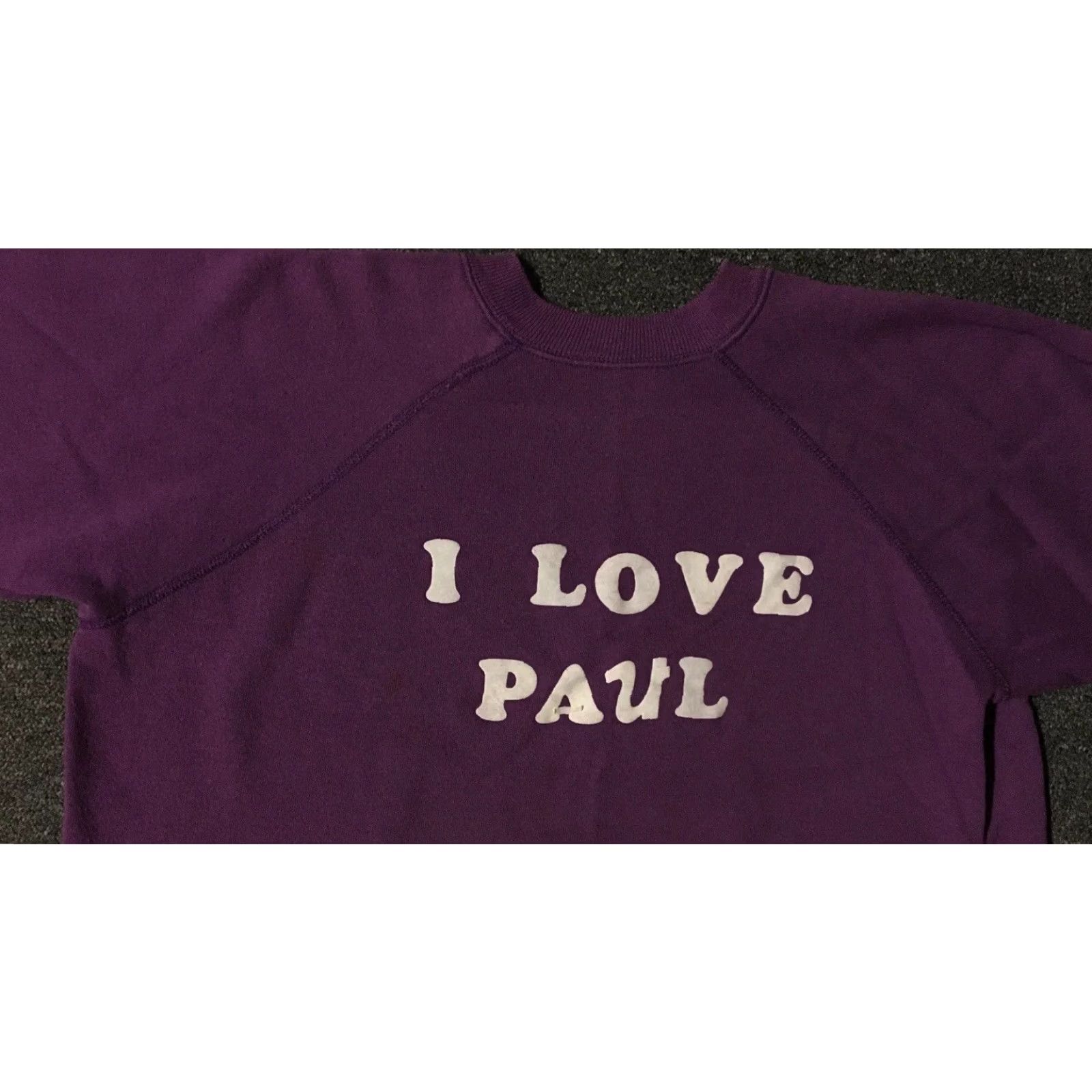 Hanes VINTAGE I Love Paul Hanes Sweatshirt L Purple 80s 90s Boxy Faded Surf Skate Hiking Womens Crew Sweatshirt Size L / US 10 / IT 46 - 4 Thumbnail