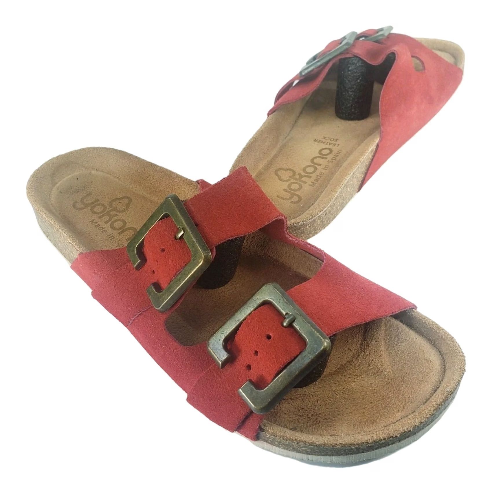 Vintage VINTAGE? No. Yokono Red Leather Women's Slide Sandals 7.5 Made in Spain Size US 8 / IT 38 - 2 Thumbnail