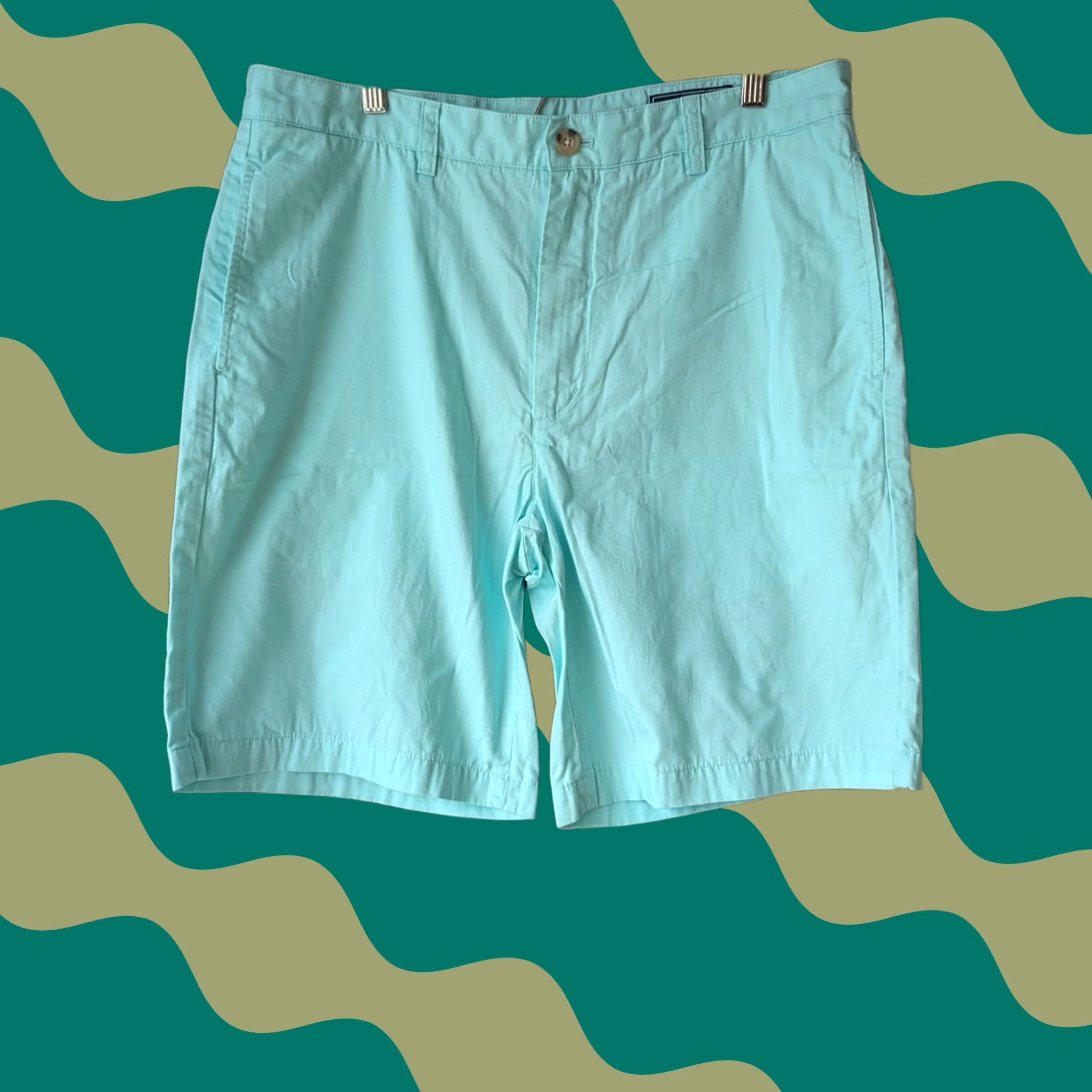 Vineyard Vines Vineyard Vines Club Short Aqua Turquoise Blue Cotton Chino 9 in Inseam Sz 34W Size US 34 / EU 50 - 1 Thumbnail