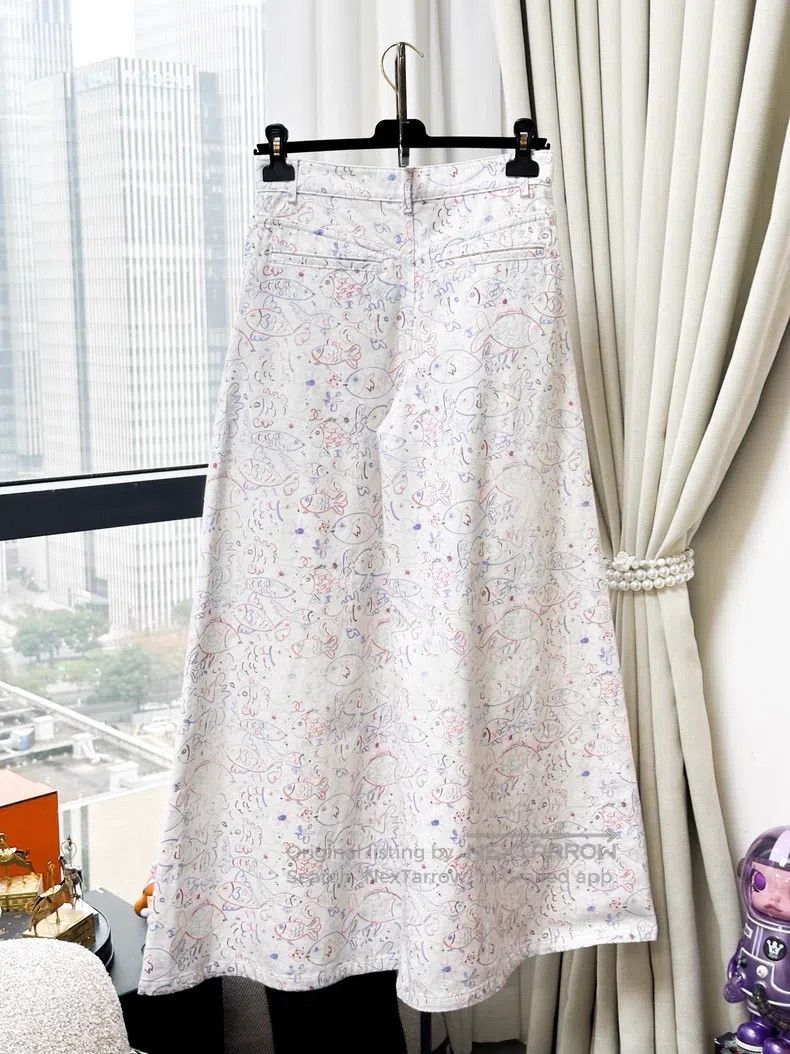 Chanel Chanel Small fish printed wide-leg trousers and denim trou Size 24" / US 00 / IT 34 - 3 Thumbnail