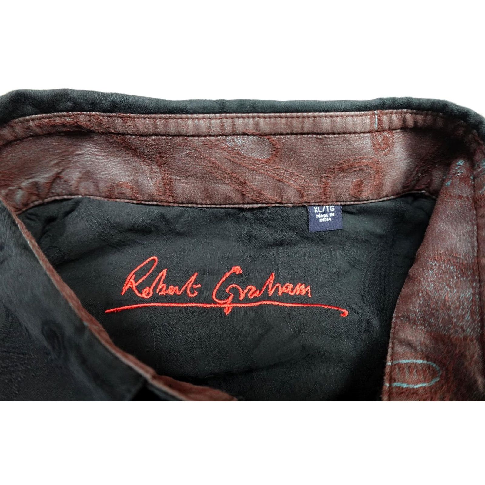 Robert Graham Robert Graham Shirt Mens XL Black Paisley Jacquard Embroidered Cuffs Dressy Button-Up Size US XL / EU 56 / 4 - 2 Thumbnail