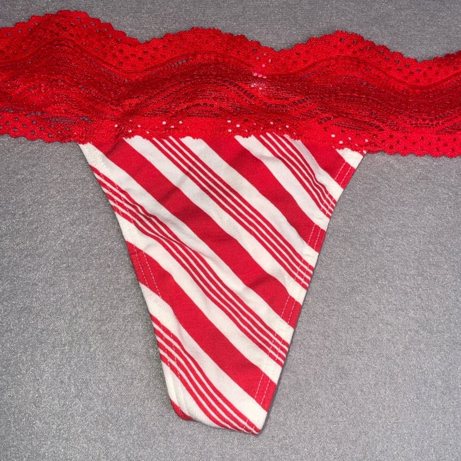 Victoria's Secret Victoria’s Secret Thong Panty Candy Stripes NEW Medium Size ONE SIZE - 2 Thumbnail
