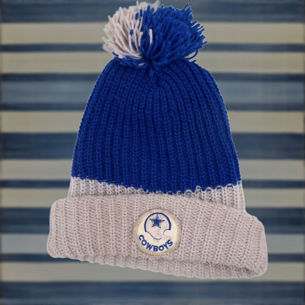 NFL VINTAGE Dallas Cowboys Knit Pom Beanie Mens OS Blue Beanie NFL Hat Size ONE SIZE - 1 Thumbnail