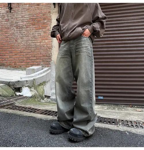 VIBE Stylish Wide-Legged Denim Pants - Urban Vintage Aesthetic Size US 32 / EU 48 - 8 Thumbnail