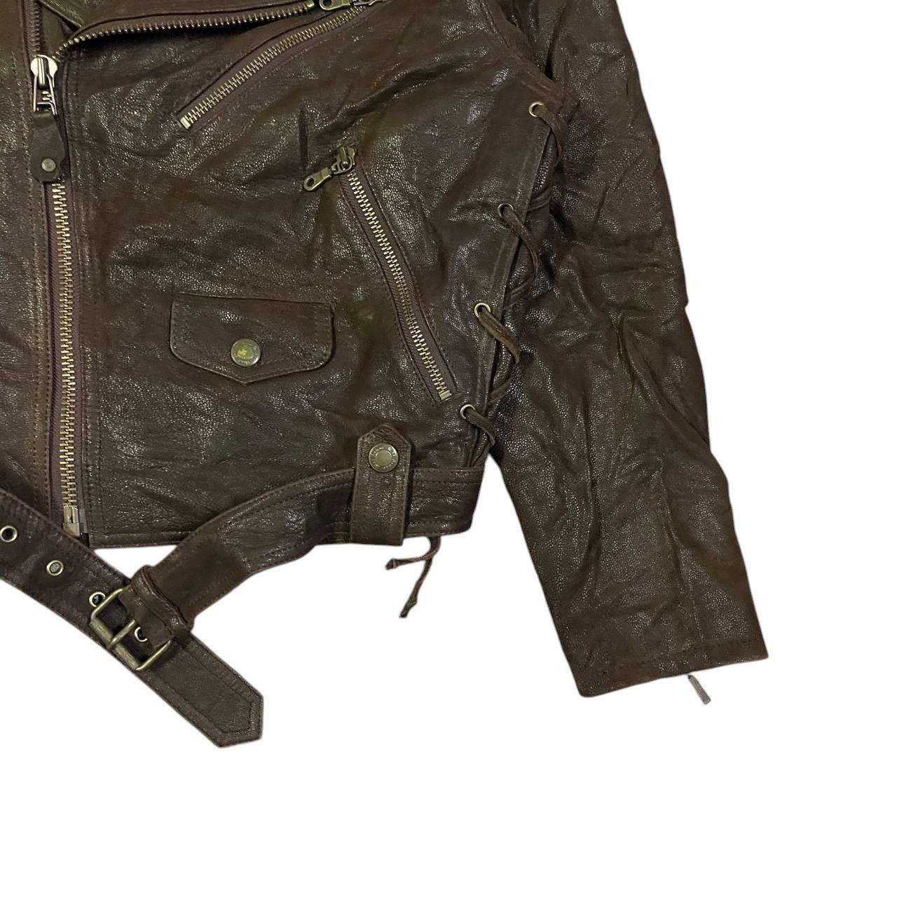 Japanese Brand Vintage Wind Armor Double Collar Leather Motorcycle Jacket Size US M / EU 48-50 / 2 - 4 Thumbnail