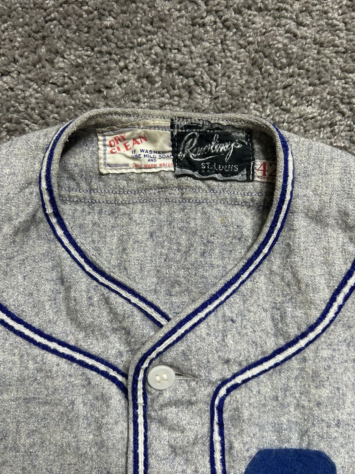 Vintage Vintage 50s Rawlings Meat Market Wool Baseball Jersey Size US L / EU 52-54 / 3 - 4 Thumbnail