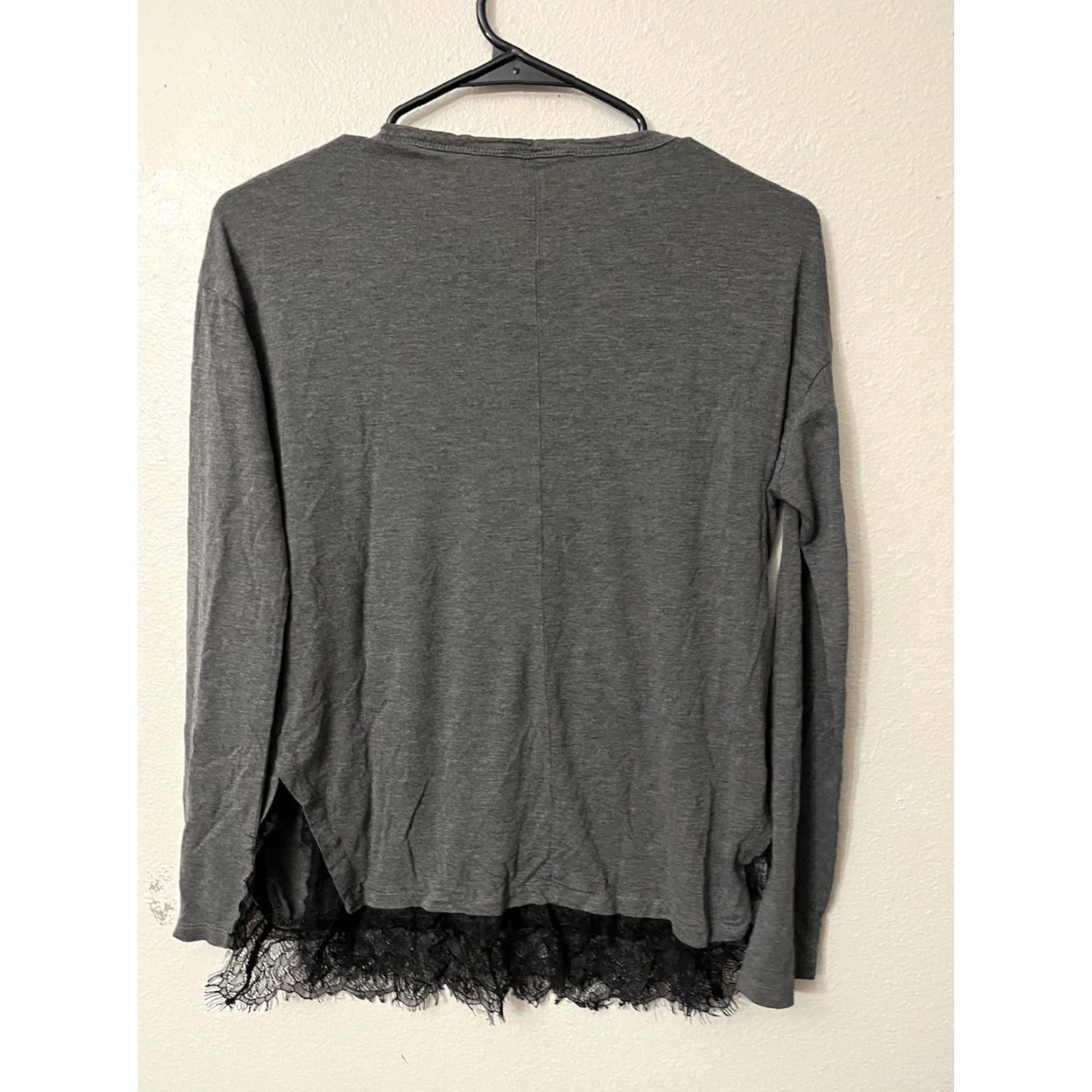 Zara Vintage Zara Women's Small Lace Hem Long Sleeve Pullover Shirt Gray Casual Fall Womens Size S / US 4 / IT 40 - 3 Thumbnail