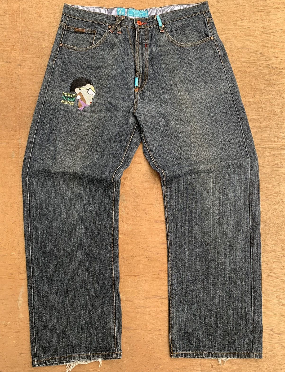 Vintage L.R.G Hip Hop Make Jeans Not War Baggy Denim Pants Size US 38 / EU 54 - 1 Thumbnail