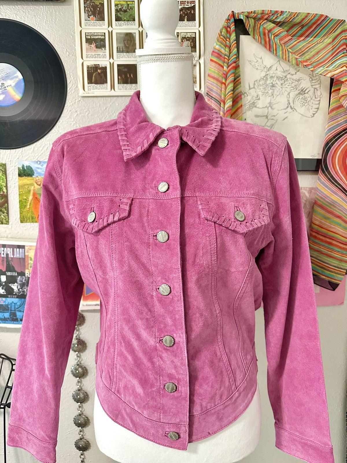 Vintage Vintage Pink Leather Jacket Size L / US 10 / IT 46 - 4 Thumbnail