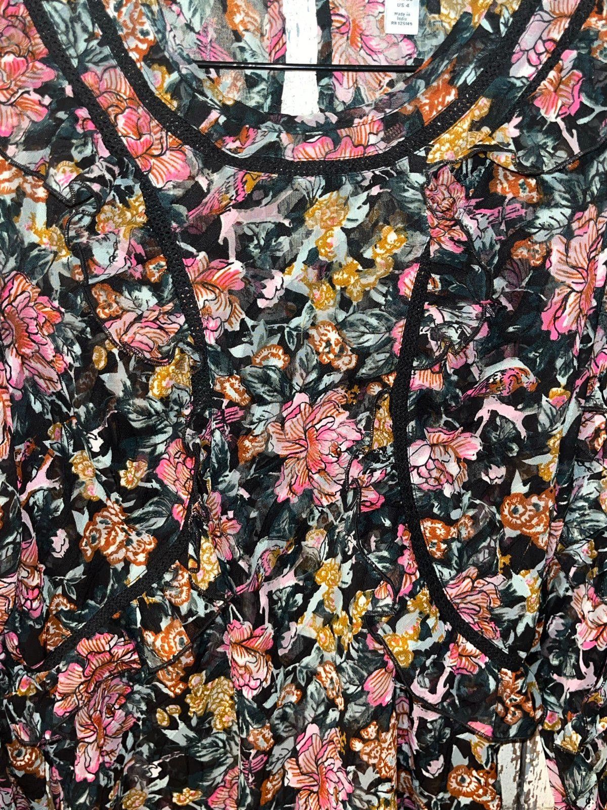 Topshop TopShop Floral blouse, long sleeve, ruffles, size 4 Small Size S / US 4 / IT 40 - 3 Thumbnail