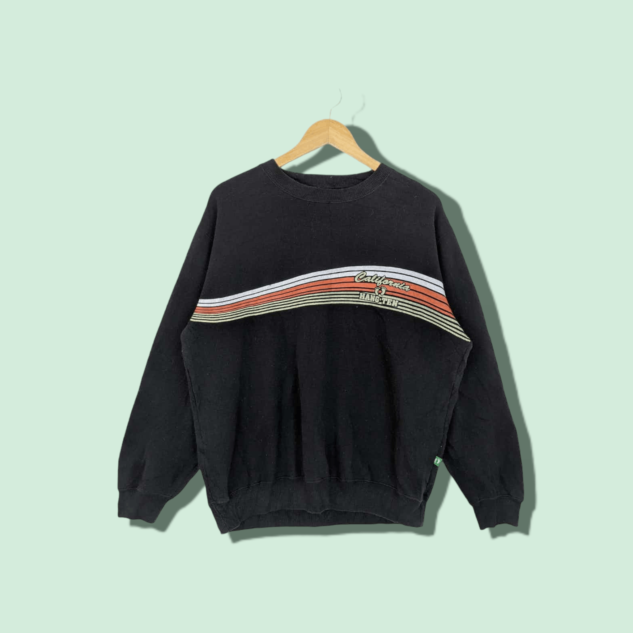 image of Hang Ten Rainbow Jumper Sweatshirt in Black, Men's (Size Large)