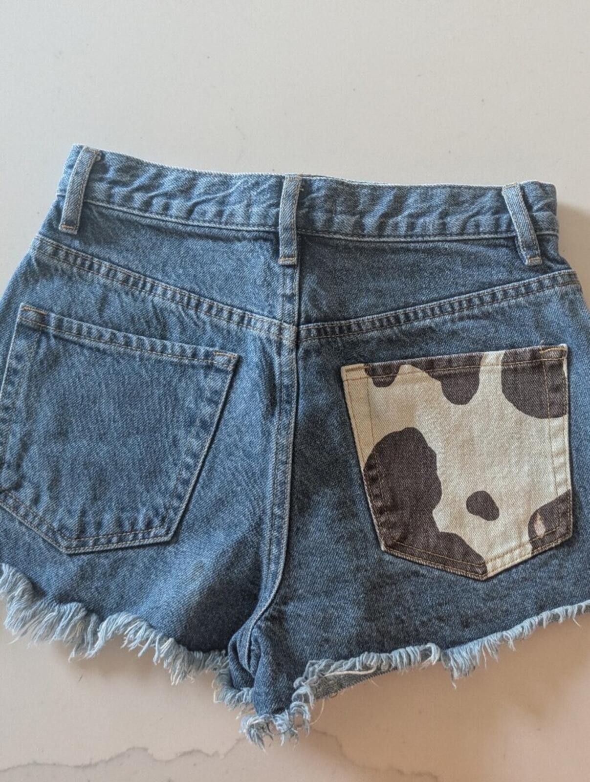 Pacsun PacSun Frayed High-Rise Denim Shorts - Blue Size 26" / US 2 / IT 38 - 2 Thumbnail