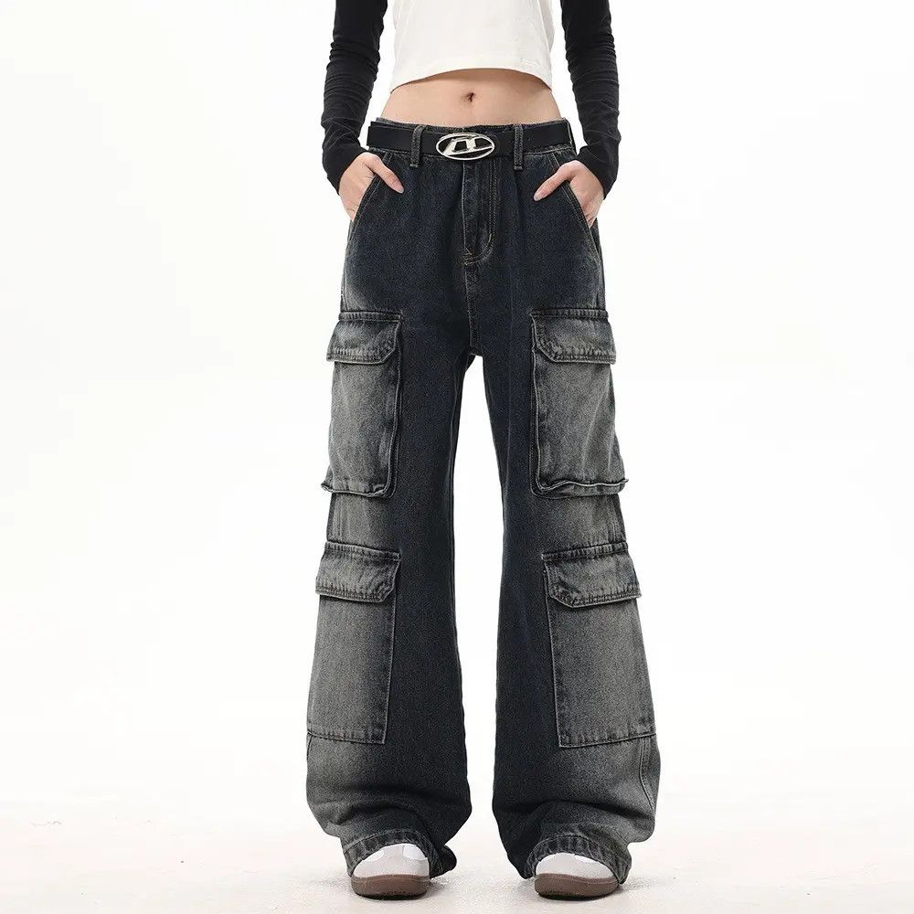 Japanese Brand × Jean Cargo Black Denim Jeans Size US 27 - 1 Thumbnail