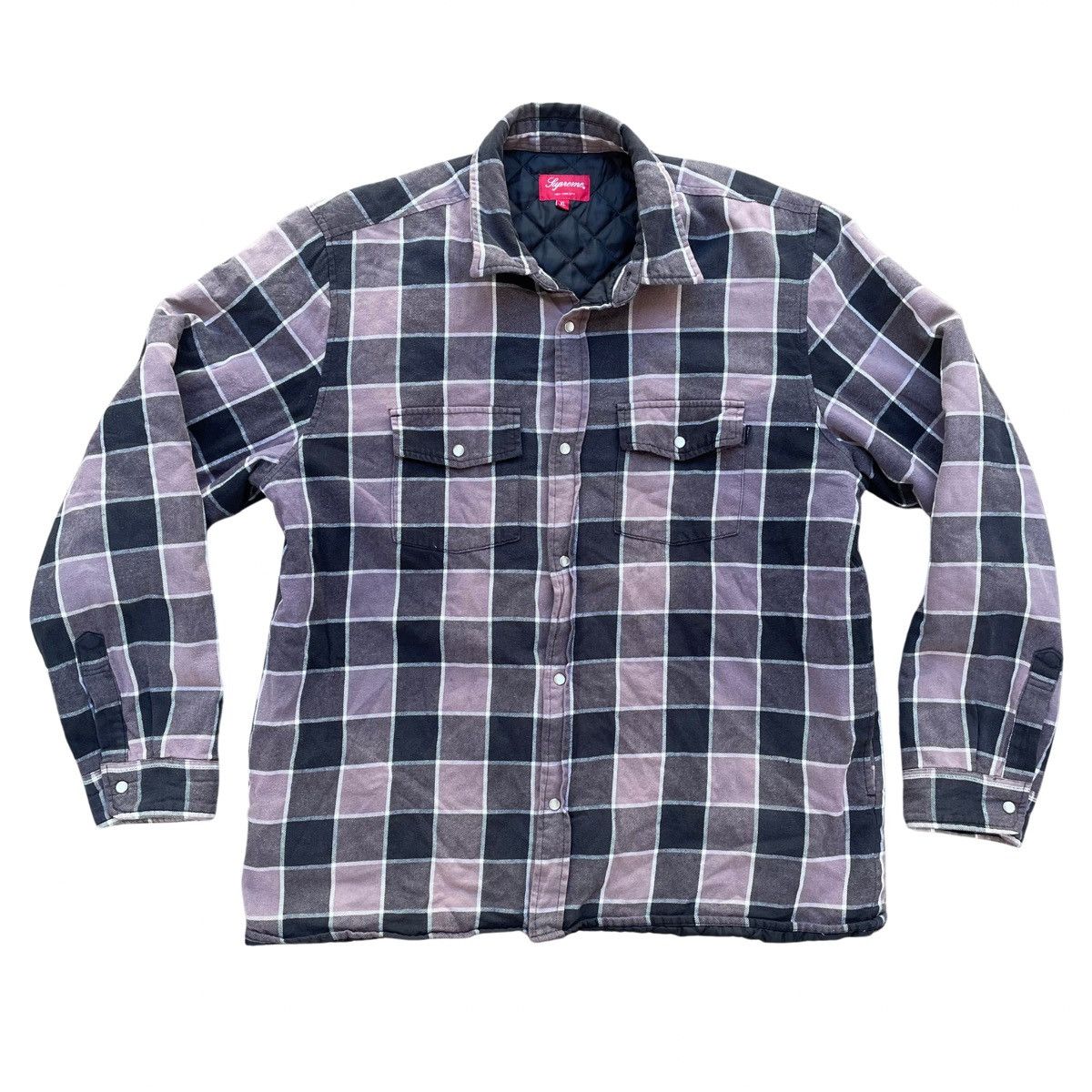 18FW Supreme Quilted Faded Plaid Shirt Supreme Quilted Flannel Zip