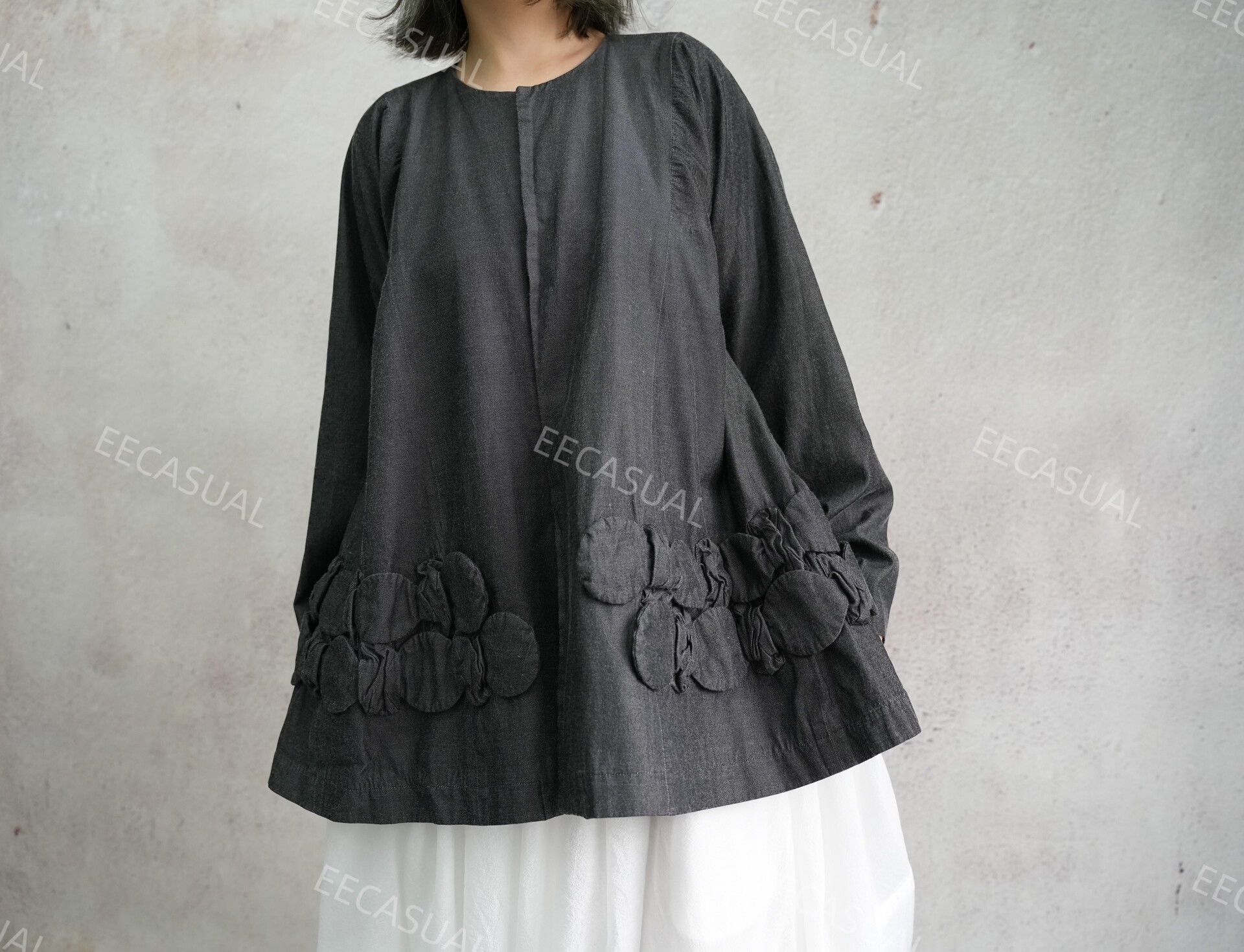 Gray CDG Oversized Bow A-Line Coat