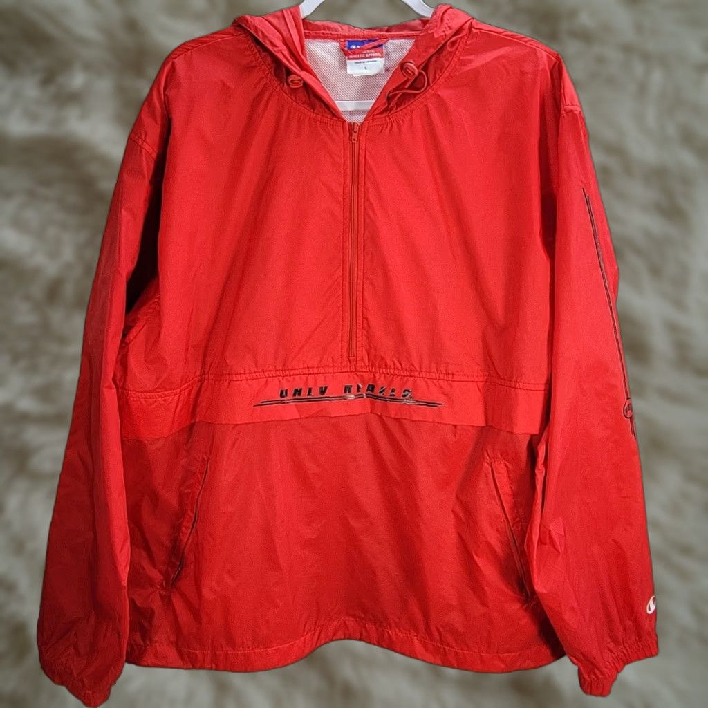 Champion VINTAGE Champion UNLV Rebels Nylon Hooded Windbreaker Jacket Sz LARGE Men Red Windbreaker Hooded UNLV Rebels Champion Jacket L Mens Size US L / EU 52-54 / 3 - 1 Thumbnail